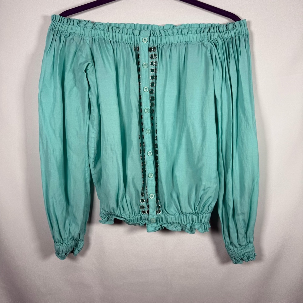 Guess by Marciano Teal Y2K off shoulder Top Small